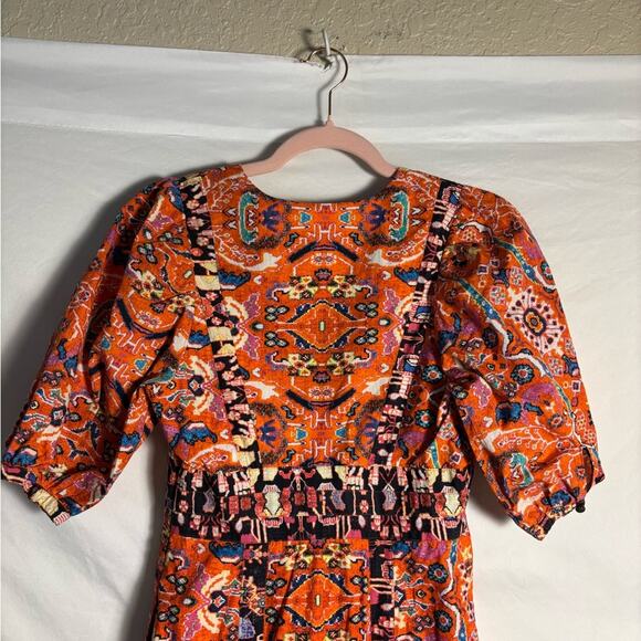 By Anthropologie Dress Maxi Boho Kaftan Vibrant Orange- 2 - Picture 6 of 8